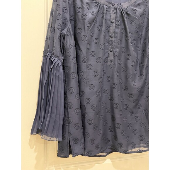 Isaac Mizrahi Live Navy Blue Polka Dots Tunic Sheer Blouse Size 20W - Picture 4 of 10